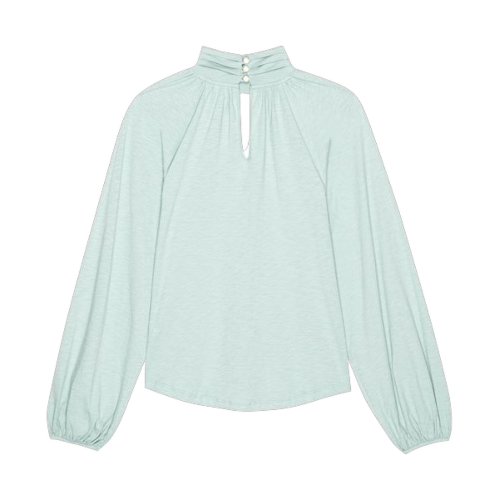 Nation Los Angeles Rosalie Blouse Top Small in Sea Moss - Picture 4 of 13